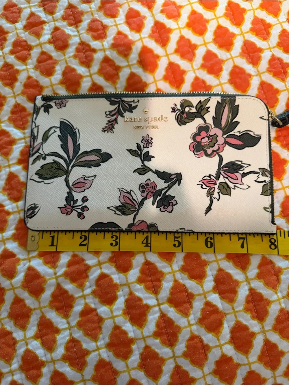 kate spade Floral Wristlet in Cream, Pink, Green and Black